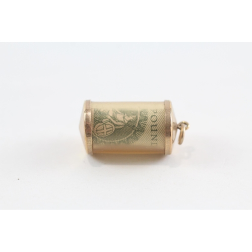 169 - 2X 9ct gold vintage bank note emergency charm (6.6g)