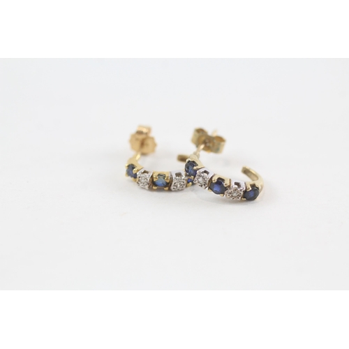 170 - 2x 9ct gold sapphire & diamond earrings (2.8g)