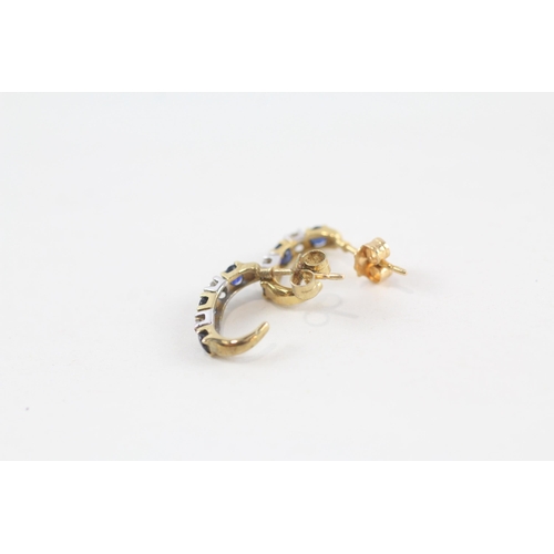 170 - 2x 9ct gold sapphire & diamond earrings (2.8g)