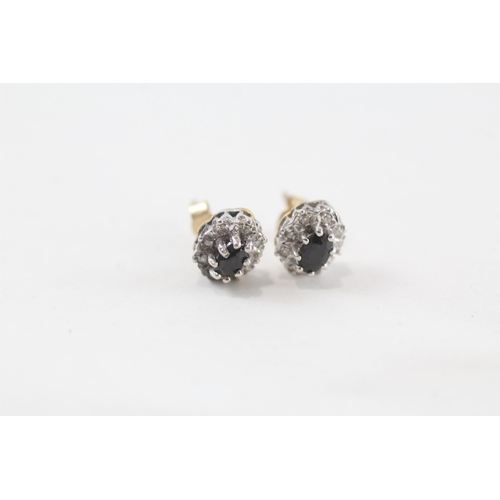 170 - 2x 9ct gold sapphire & diamond earrings (2.8g)