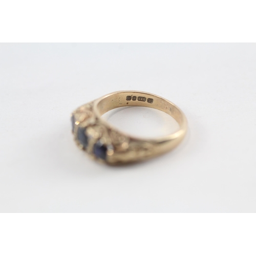 187 - 9ct gold sapphire & diamond ring (4.1g) Size  K