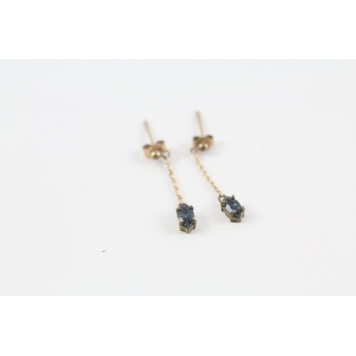 63 - 3 x 9ct gold diamond, sapphire & cultured pearl earrings (3.8g)