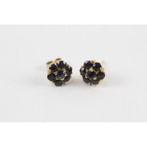 63 - 3 x 9ct gold diamond, sapphire & cultured pearl earrings (3.8g)