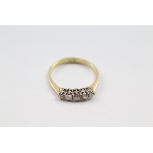 9ct gold diamond & white gemstone five stone ring (2g) Size M 1/2