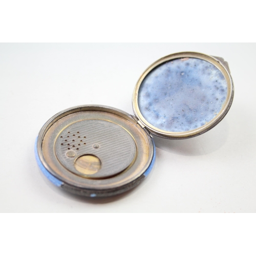 324 - Antique / Vintage .900 Silver Ladies Guilloche Enamel Vanity Compact (51g)