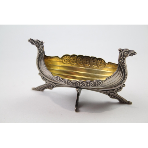 325 - Vintage .900 SILVER Novelty Viking Long Boat Condiment Dish (20g)