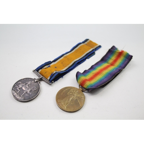 328 - WW1 Medal Pair & Original Long Ribbons