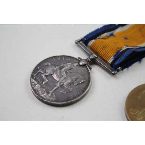 328 - WW1 Medal Pair & Original Long Ribbons