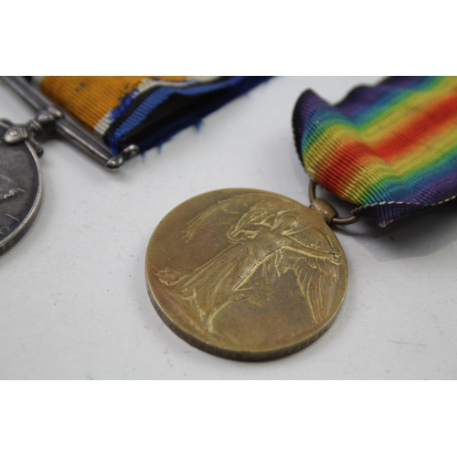 328 - WW1 Medal Pair & Original Long Ribbons