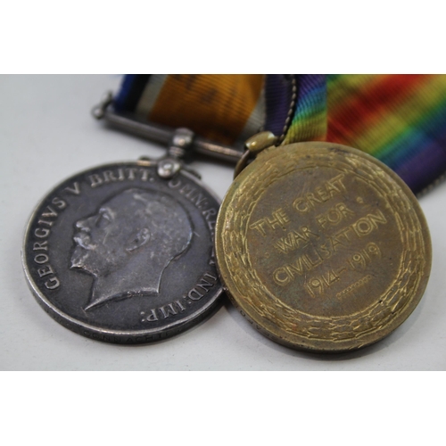 328 - WW1 Medal Pair & Original Long Ribbons