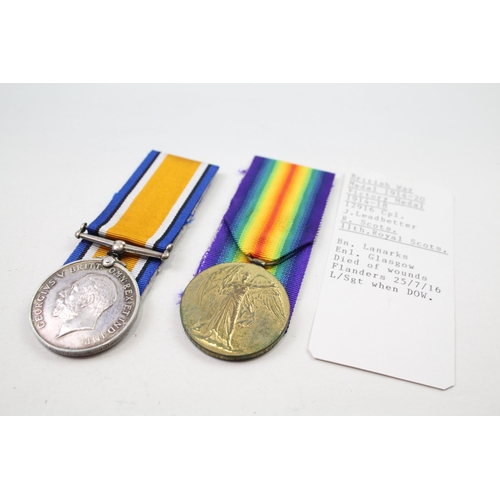 343 - WW1 Casualty Medal Pair Named 12917 Cpl. J Leadbetter R. Scots.