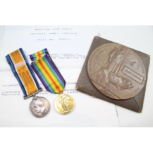 347 - WW1 Medal Pair, Death Plaque & Paperwork