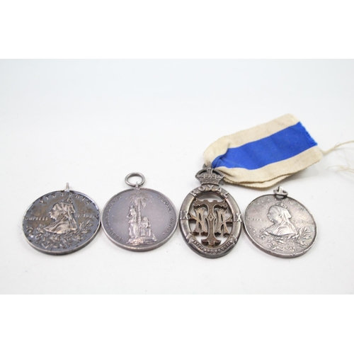 348 - 4 x Victorian .925 Sterling Silver Temperance Medals (80g)