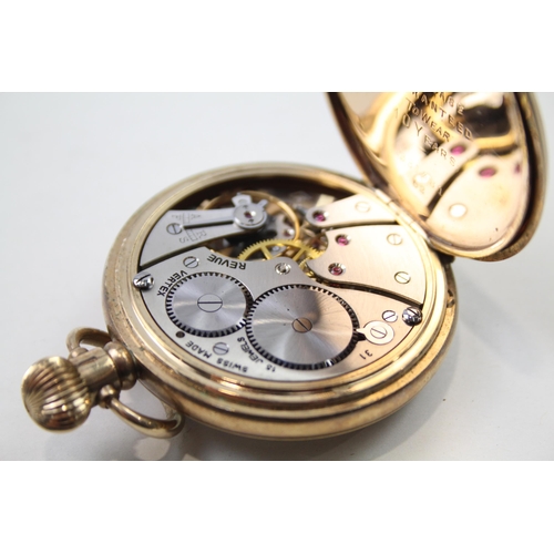 407 - VERTEX REVUE Gents Vintage Rolled Gold Open Face Pocket Watch Hand-wind WORKING