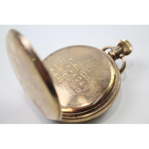 407 - VERTEX REVUE Gents Vintage Rolled Gold Open Face Pocket Watch Hand-wind WORKING