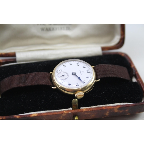 408 - OMEGA 18ct Gold Cased Ladies Antique WRISTWATCH Hand-wind WORKING