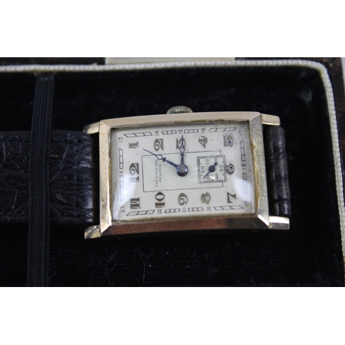 409 - Parsons Ltd. 9ct Gold Cased 'Tank' Gents C.1930's WRISTWATCH Hand-wind WORKING