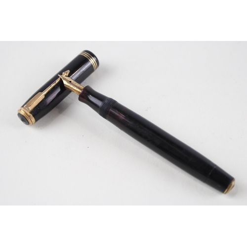 412 - Vintage PARKER Vaccumatic Black Fountain Pen w/ 14ct Gold Nib WRITING