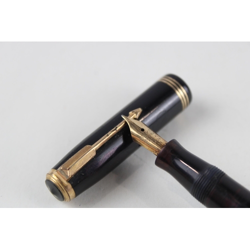 412 - Vintage PARKER Vaccumatic Black Fountain Pen w/ 14ct Gold Nib WRITING