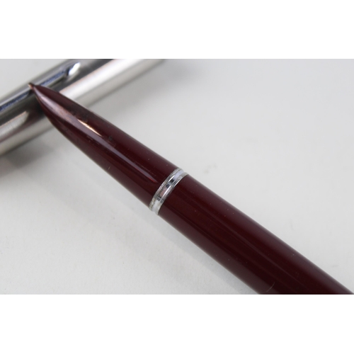 413 - Vintage PARKER 51 Burgundy Fountain Pen w/ 14 Gold Nib WRITING Boxed