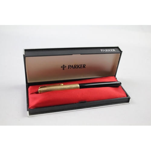 414 - Vintage PARKER 51 Black Fountain Pen w/ 14ct Gold Nib, Rolled Gold Cap WRITING