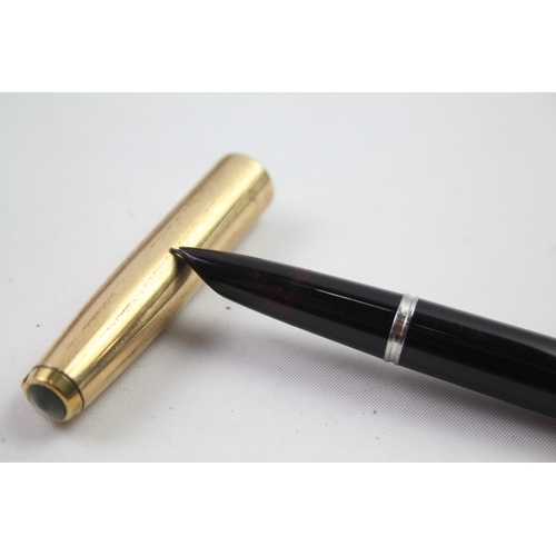 414 - Vintage PARKER 51 Black Fountain Pen w/ 14ct Gold Nib, Rolled Gold Cap WRITING