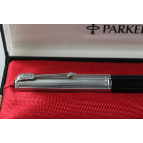 419 - 2 x Vintage PARKER 51 Fountain Pens w/ 14ct Gold Nibs WRITING Inc Black, Boxed