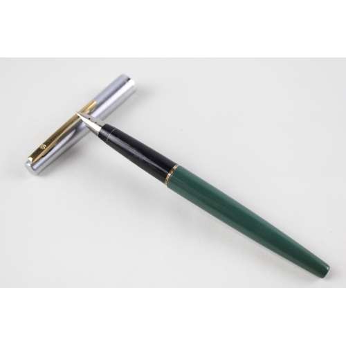 429 - Vintage SHEAFFER Snorkel Green Fountain Pen w/ Palladium Silver WRITING