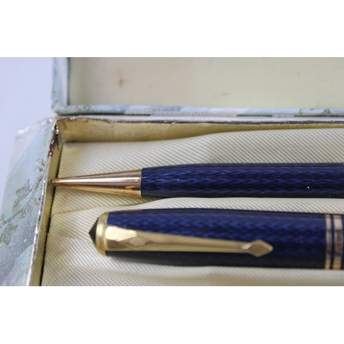 433 - Vintage CONWAY STEWART 58 Navy FOUNTAIN PEN w/ 14ct Gold Nib WRITING