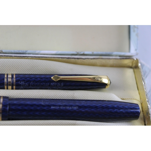 433 - Vintage CONWAY STEWART 58 Navy FOUNTAIN PEN w/ 14ct Gold Nib WRITING