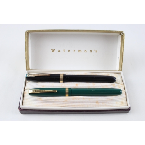 445 - 2 x Vintage WATERMAN Fountain Pens w/ 14ct Gold Nibs WRITING Inc 515, W3 Etc