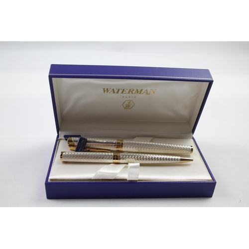 449 - WATERMAN Etalon .925 Sterling Silver Fountain Pen w/ 18ct Gold Nib WRITING