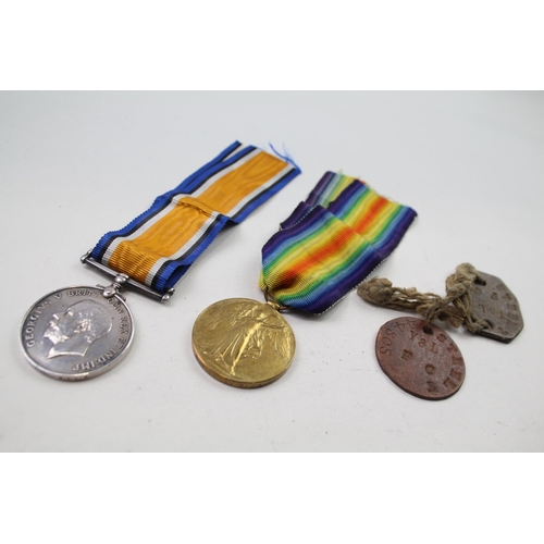 330 - WW1 Medal Pair & Original Ribbons & I.D. Tag