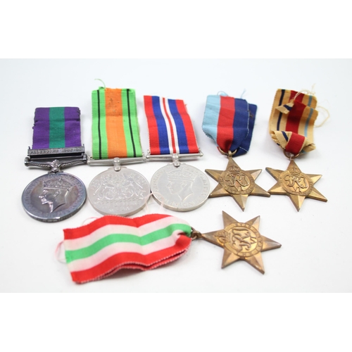 336 - WW2 GVI GSM Medal Group Inc Africa & Italy Star Etc