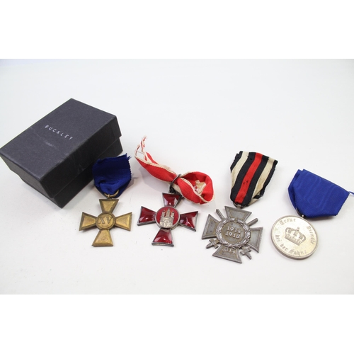 339 - 4 x WW1 German Prussian Medals Inc Hanseatic Cross, Army Long Service, 1914-15