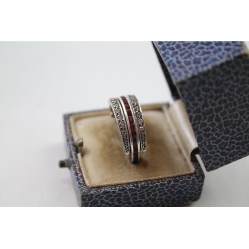 206 - Silver antique night & day ring in antique box (5g)