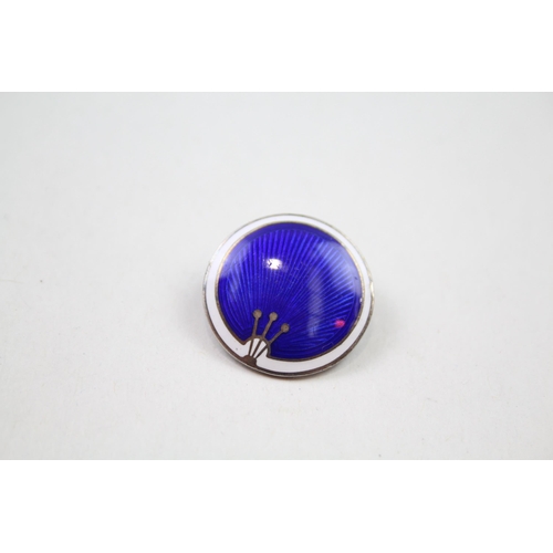 228 - Silver enamel brooch by O. F. Hjortdahl (4g)