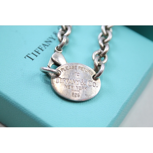 231 - Silver belcher link necklace with tag by designer Tiffany & Co (52g)