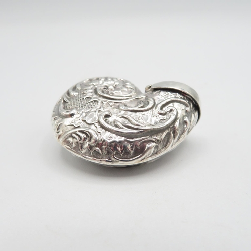 241 - HM 925 Sterling Silver Cornucopia or Foliate Seashell hinged lid Vesta ( 15.5g) 45mm dia. In excelle... 