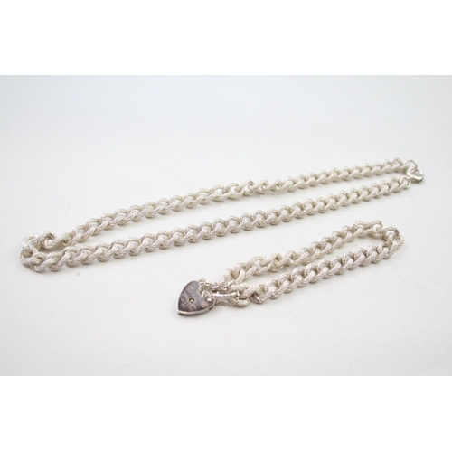 157 - Silver textured curb link necklace and bracelet set (74g)