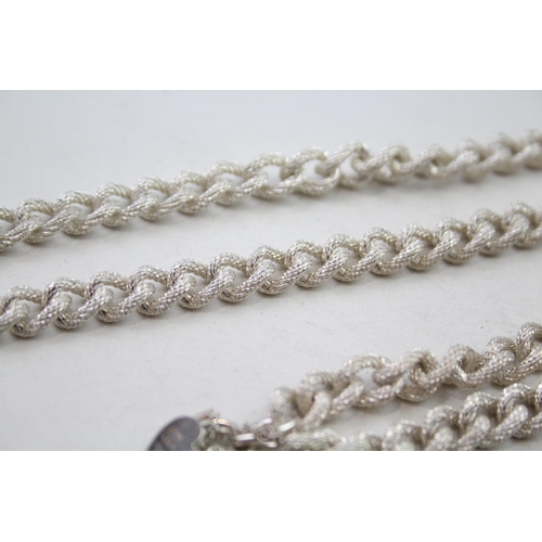 157 - Silver textured curb link necklace and bracelet set (74g)