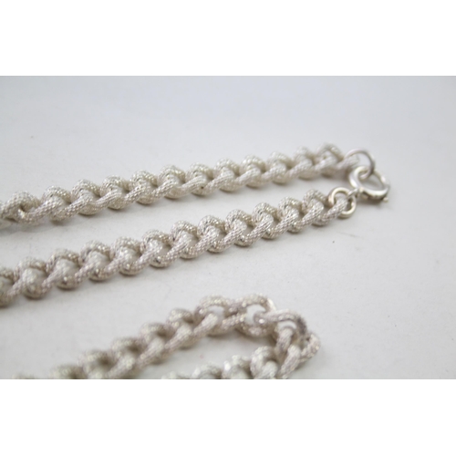 157 - Silver textured curb link necklace and bracelet set (74g)