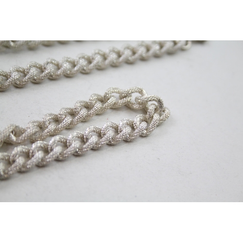 157 - Silver textured curb link necklace and bracelet set (74g)