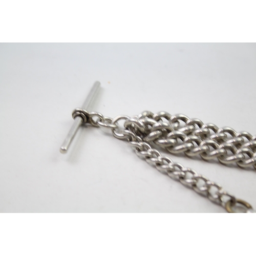 158 - Silver antique watch chain with fob (57g)