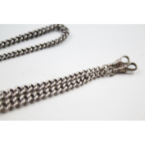 165 - Two silver antique watch chains with fobs (64g)