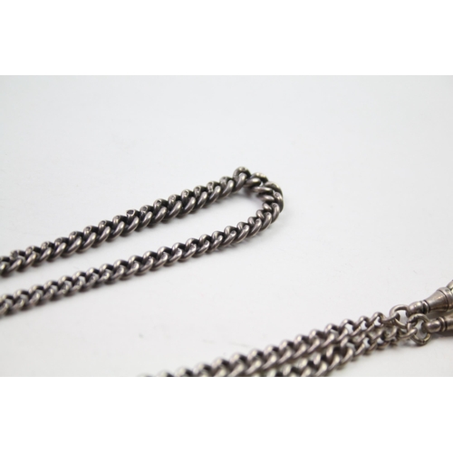 165 - Two silver antique watch chains with fobs (64g)