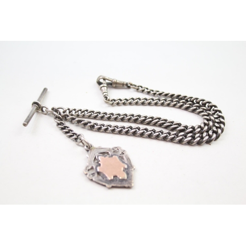 167 - Silver antique watch chain with fob (55g)