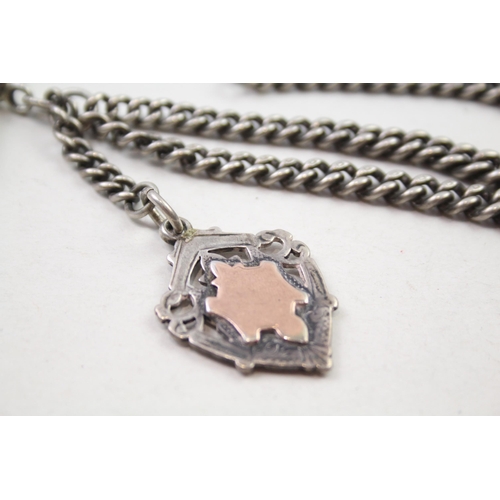 167 - Silver antique watch chain with fob (55g)