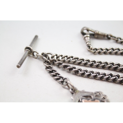 167 - Silver antique watch chain with fob (55g)