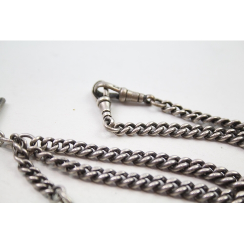 167 - Silver antique watch chain with fob (55g)